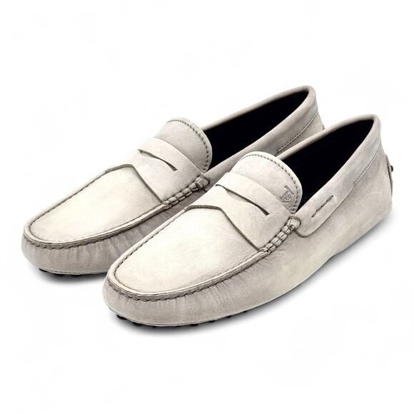 Tod’s City Gommino Suede Driving Loafers Light Gray UK 6 US 7.5 - New $695 main image 4